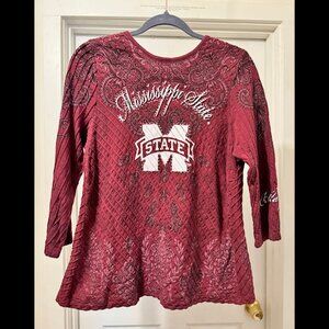 Mississippi State University Ladies L Rhinestone Embellished Shirt